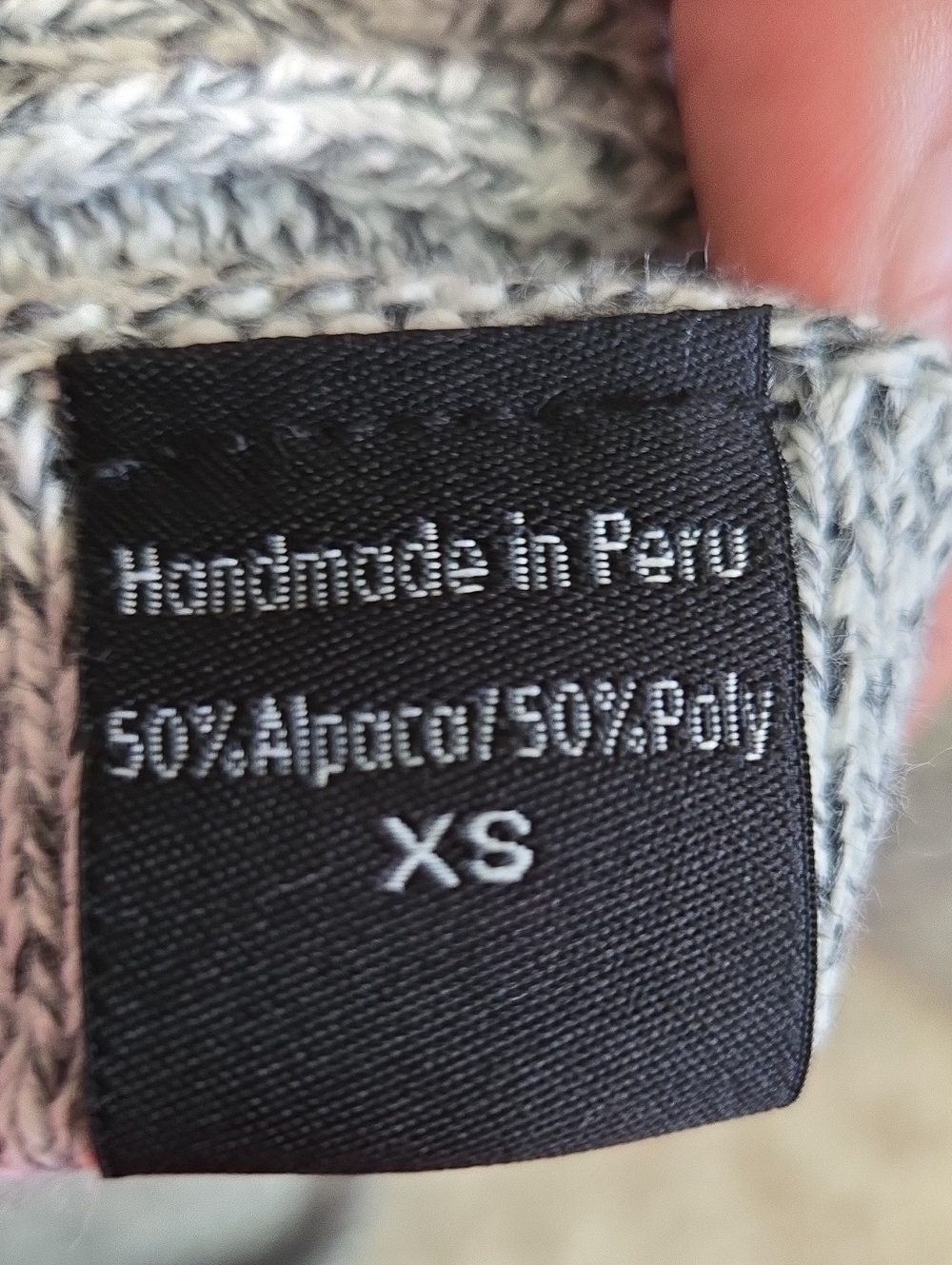 Alpaca Crewneck Knit Sweater - Gray/White Made In Peru Very Oversized - Picture 5 of 5